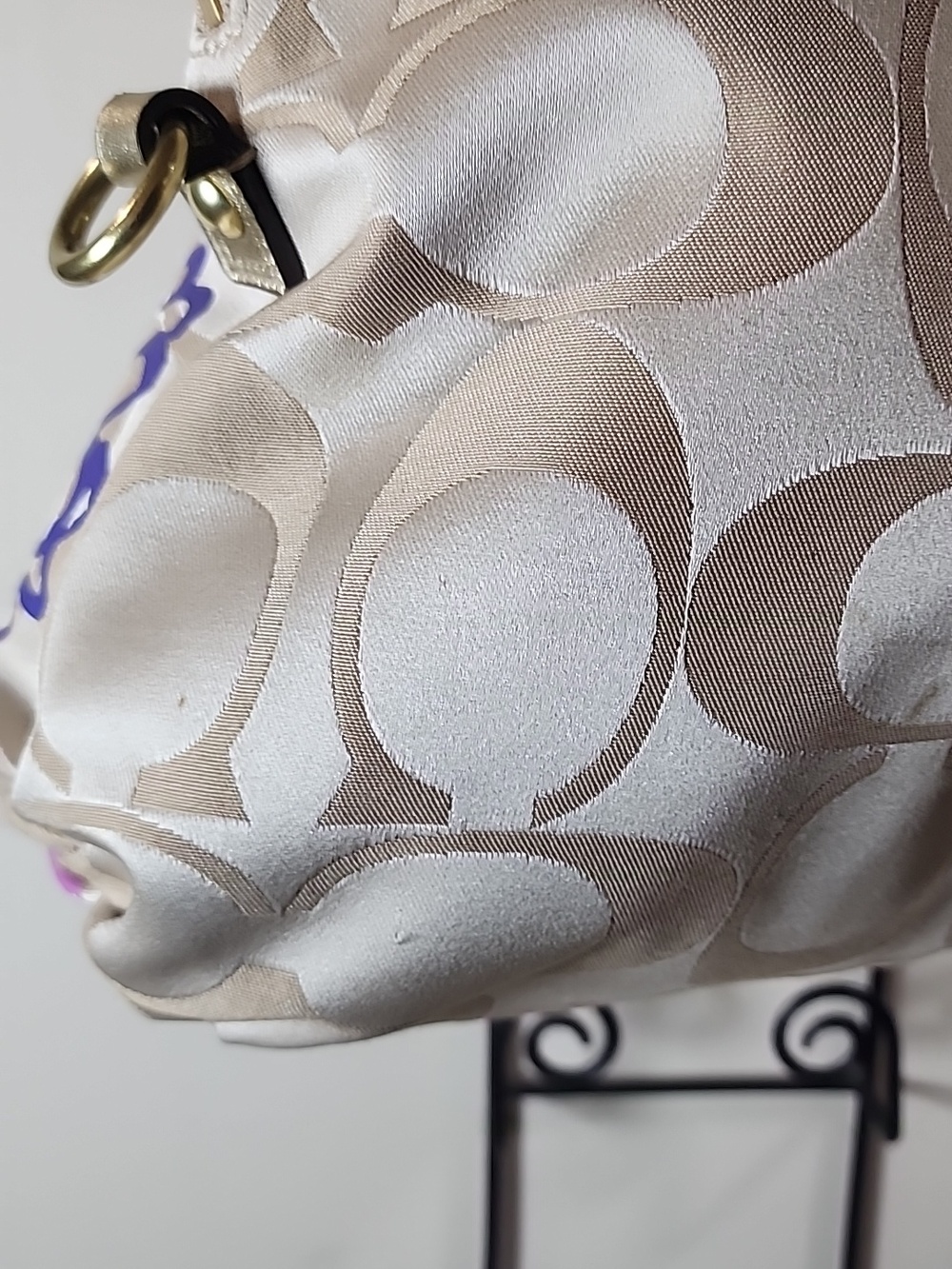 Coach Poppy Floral Flowers Beige Signature Floral Satchel with Gold Vintage - Picture 14 of 16